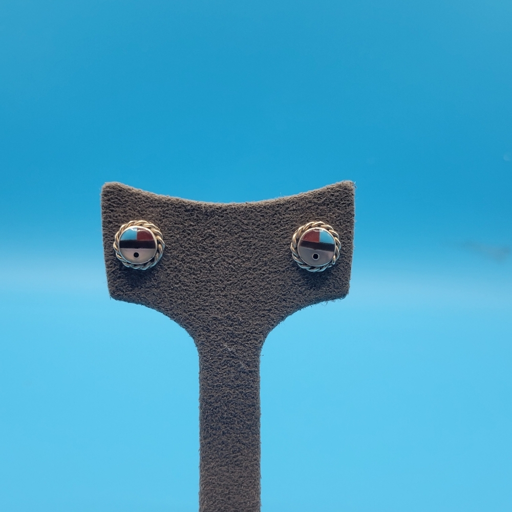 Vintage Sterling silver Small Stone Unmarked Zuni Pierced earrings